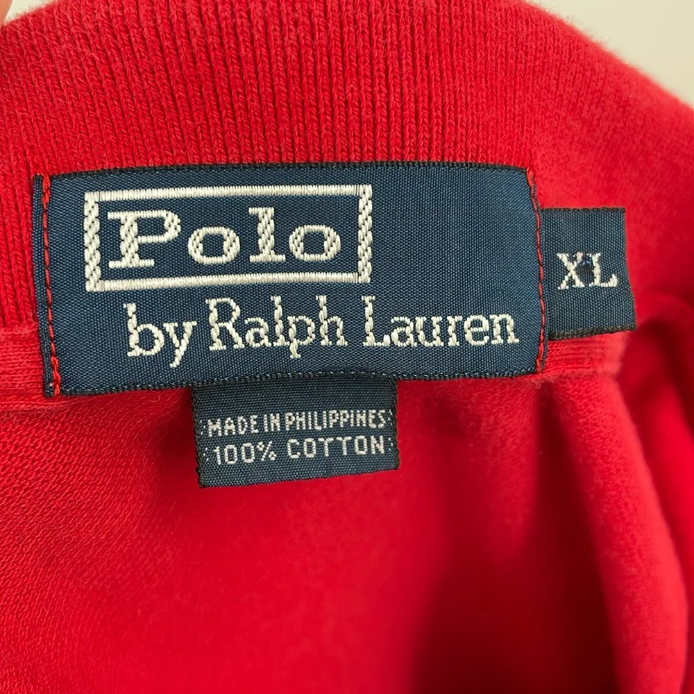 Vintage Polo by Ralph Lauren Red Long Sleeve Collared Pullover Size Extra Large